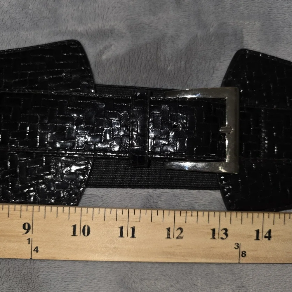 Womens‎ Black Faux Croc Leather Belt Size 26/28
